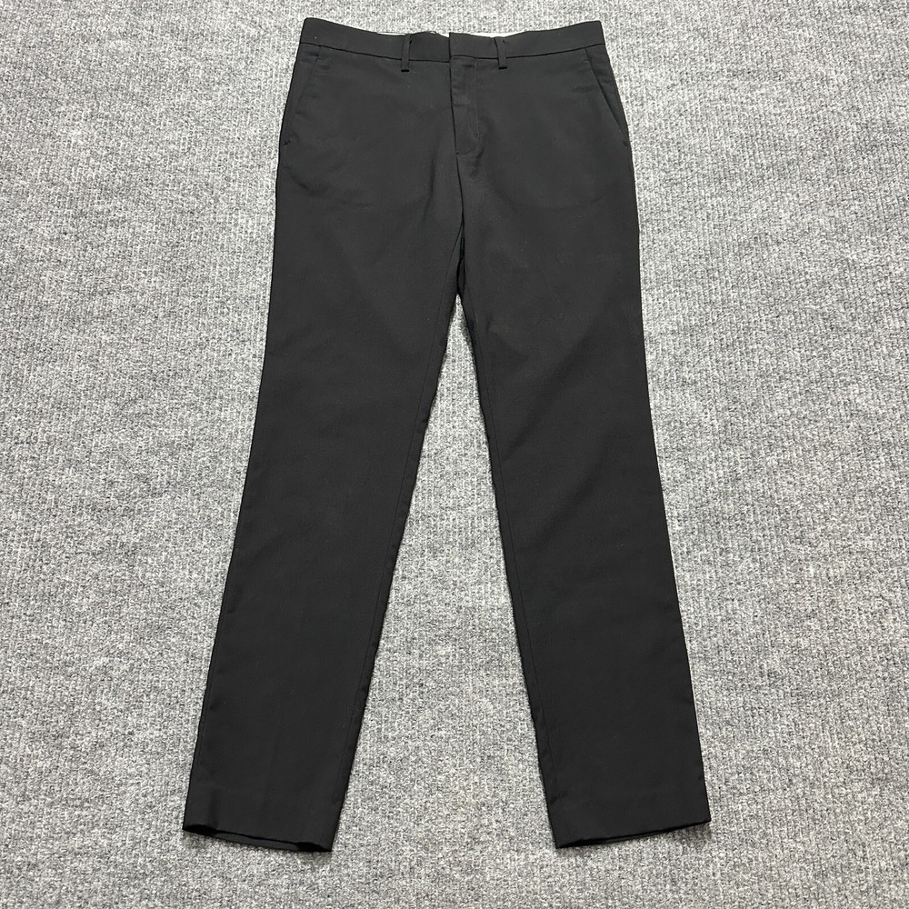 H&M Skinny Fit Womens Dress Pants Size 30R Black Flat Front Mid Rise Straight